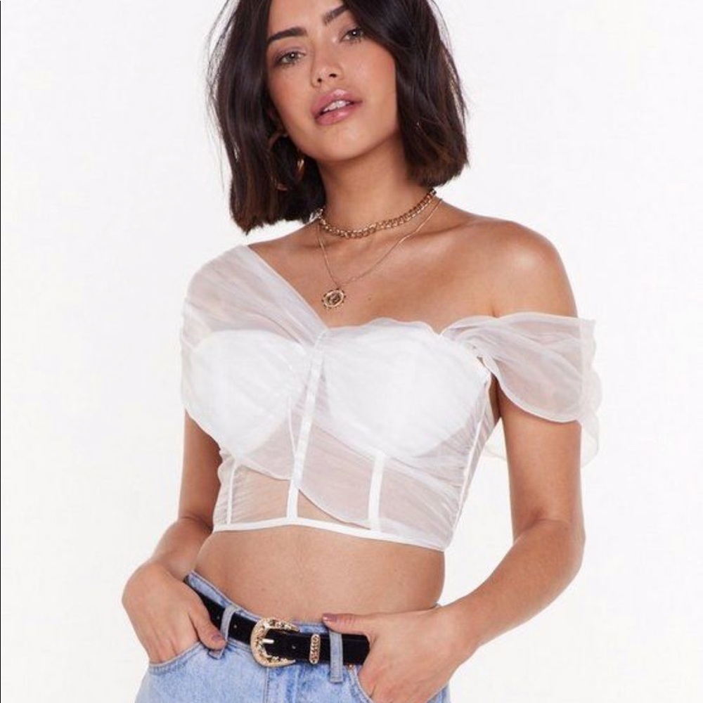 Bride Favorite Organza White Crop Top